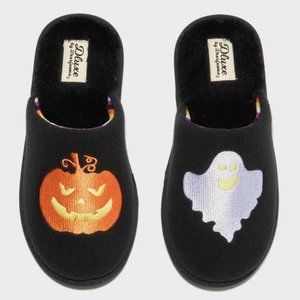 dluxe by Dearfoams Women's Halloween Ghost Pumpkin Slippers - Black